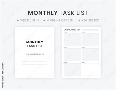 Monthly Task List Template, Monthly Tasks Tracker Template Printable ...