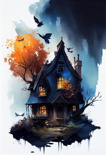 Premium Ai Image Dark Scary Scene With Haunted House Painted By