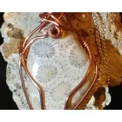 Indonesian Fossilized Coral Wire Wrapped Pendant Necklace My