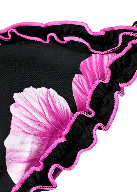 Tie Mid Waisted Floral Print Black Bikini Set Modlily Usd