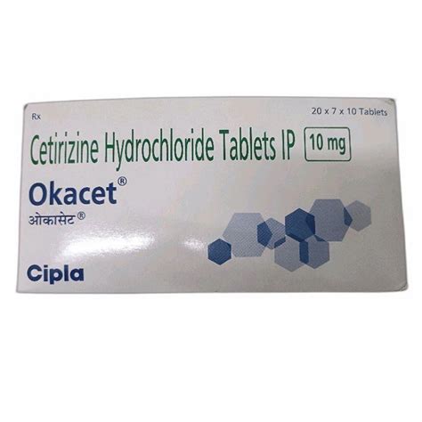 10mg Cetirizine Hydrochloride Tablets IP At Rs 700 Box Cetirizine