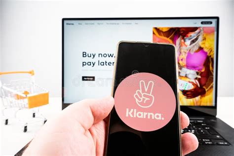 Klarna Buy Now Pay Later Text On Laptop With Klarna Logo Editorial