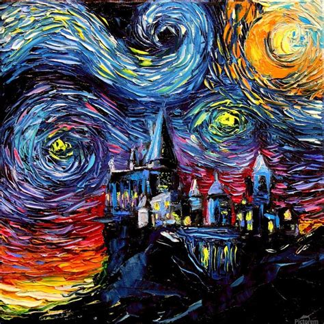 Castle Starry Night Print Van Gogh Parody Shamudy