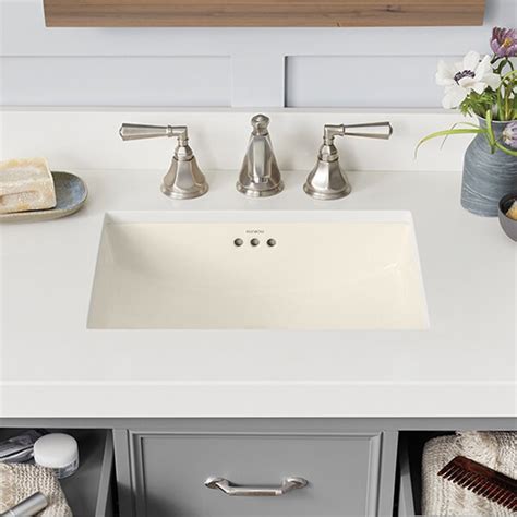 Ronbow Plane Ceramic Rectangular Undermount Bathroom Sink With Overflow