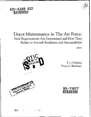 Fillable Online Depot Maintenance In The Air Force How Requirements