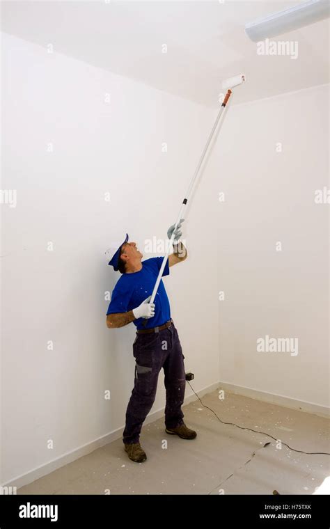 House Painter At Work In A House Stock Photo Alamy