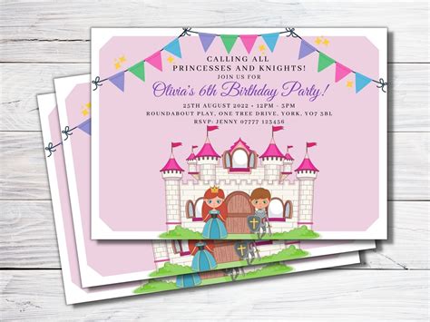 Princesses And Knights Birthday Party Invitations Princess And Knight