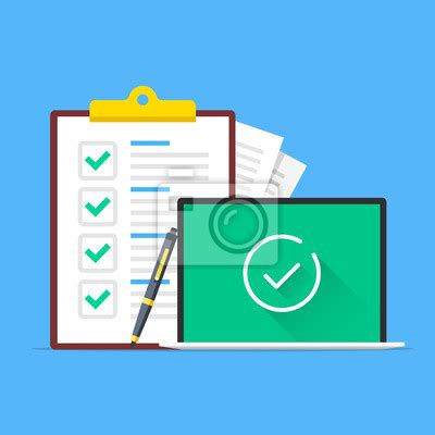 Obraz Checklist Check List With Green Check Marks Vector Illustration