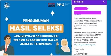 Informasi PPG Daljab Pengumuman Hasil Seleksi Administrasi Dan