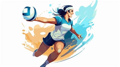 Dynamic Volleyball Player Cartoon Illustration Premium Ai Generated