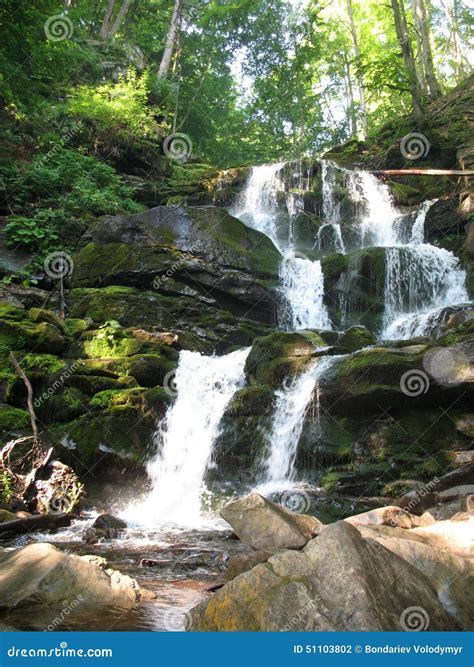 Waterfall in spring forest stock photo. Image of fresh - 51103802