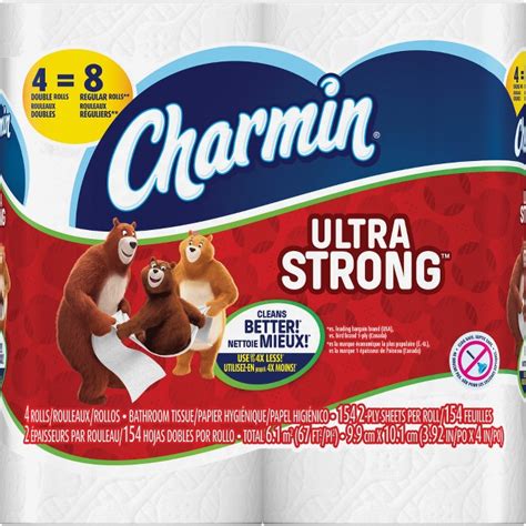 Charmin Ultra Strong Bath Tissue - 2 Ply - 154 Sheets Roll - White - Absorbent Clog-free Septic Safe