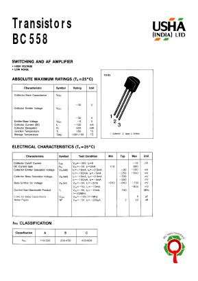 BC558 Datasheet PDF - Usha Ltd