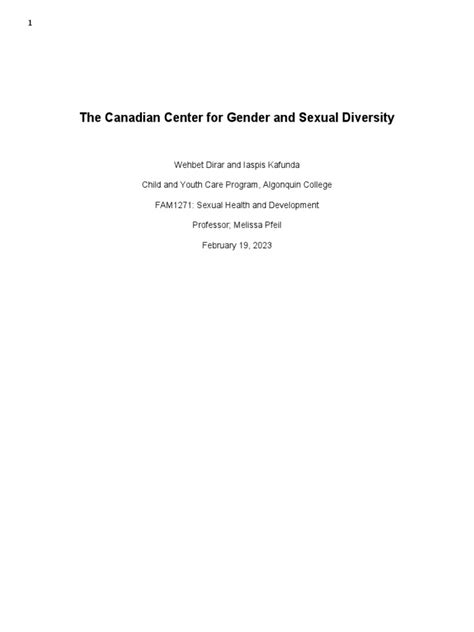 The Canadian Center For Gender And Sexual Diversity Pdf Health