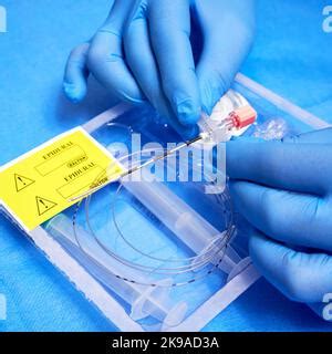 Injection Of Spinal Anesthesia In Preparation For Surgery The Hands Of