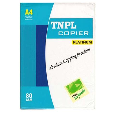 White TNPL Copier Paper Packaging Size 500 Sheets Per Pack Packaging