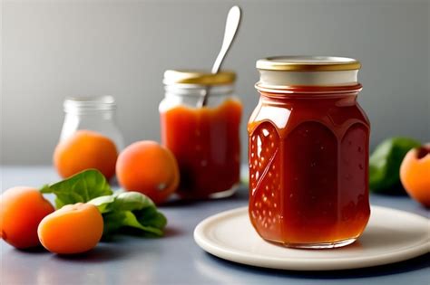 Premium AI Image A Jar Of Apricot Jam On The Tabletop