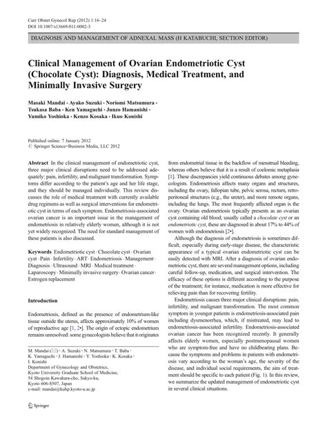 (PDF) Clinical Management of Ovarian Endometriotic Cyst (Chocolate Cyst ...