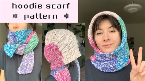 Easy Hooded Scarf Knitting Pattern