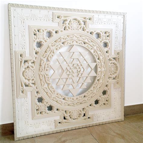 Sri Yantra Wall Art Meditation Altar Wooden Sculpture Meditation Room