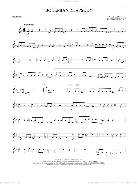 Bohemian Rhapsody Sheet Music For Trumpet Solo Pdf Interactive In