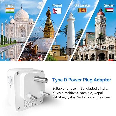 ProGlobe Unidapt US To India Plug Adapter India Power Adapter With 3