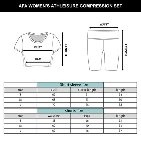 Women S Athleisure Compression Size Chart