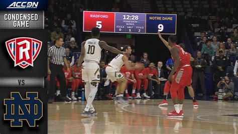 Radford Vs Notre Dame Condensed Game Acc Basketball Youtube