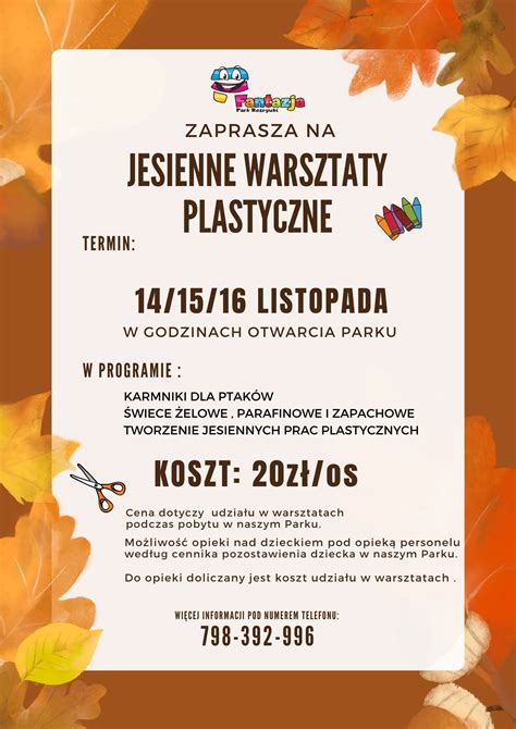 Jesienne Warsztaty Plastyczne W Fantazji Fantazja Sala Zabaw Andrych W