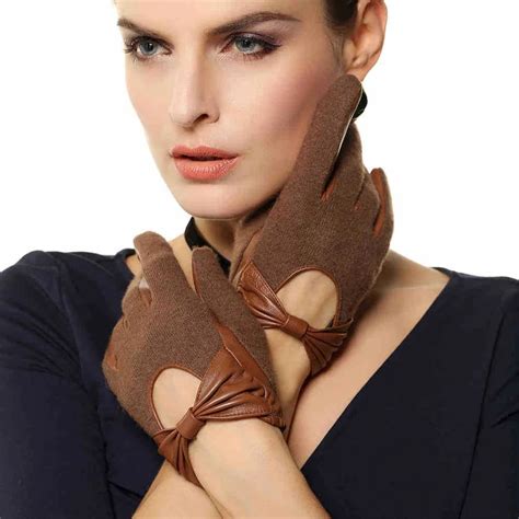 Spring Autumn Top Fashion Women Genuine Leather Gloves Wrist Bowknot