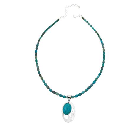 Jay King Sterling Silver Chrysocolla Pendant With Bead Necklace