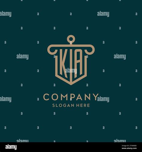 KA Monogram Initial Logo Design With Shield And Pillar Shape Design