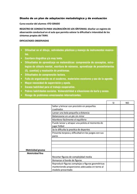 Diseño de un plan de adaptación metodológica y de evaluación TANV