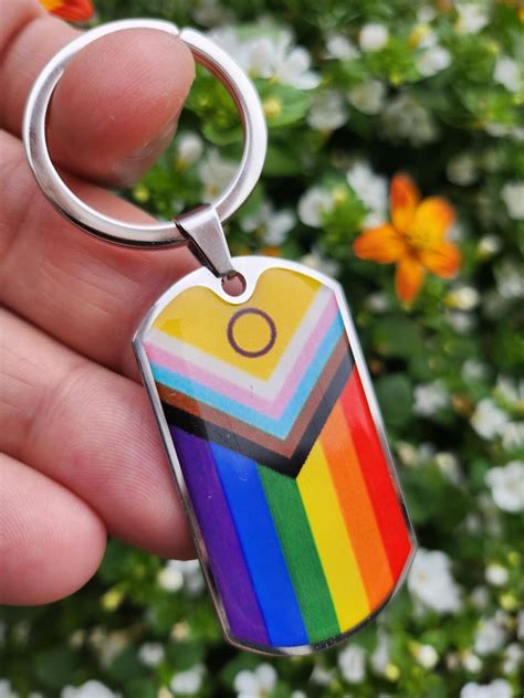 Pride Keyring Progress Pride Lgbtqia Symbol Iconic Gay Pride High Quality Steel Keyring