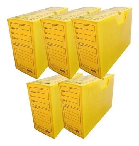 Arquivo Morto Plastic 36 X 13 X 25 Cm Kit C 5 Color Dello Cor Amarelo