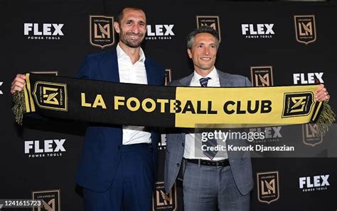 Defender Giorgio Chiellini Poses With Lafc Co President And General