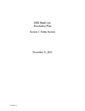 Fillable Online Federalreserve DBS Bank Ltd Resolution Plan 2013