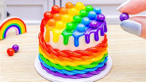 Wonderful Rainbow Fondant Cake 🌈 How To Make Miniature Rainbow Cake Mini Rainbow Cake