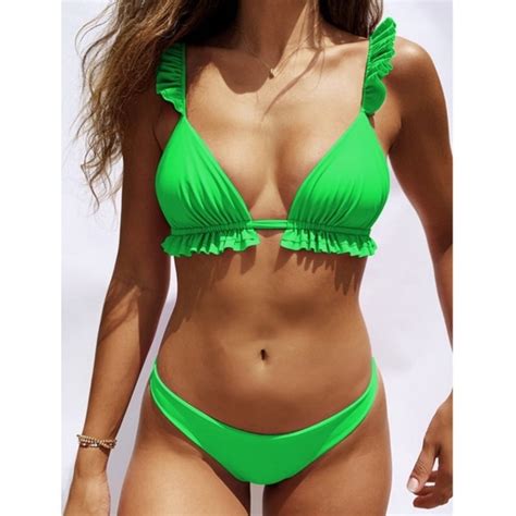 Swim New Green Sexy Ruffle Bikini Set With Push Up Poshmark