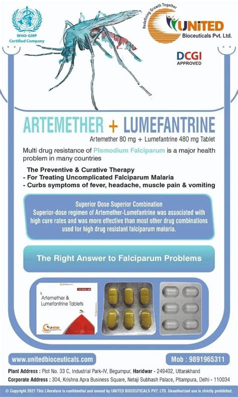 Artemether 80 Mg Lumefantrine 480mg Tablets At Best Price In Haridwar