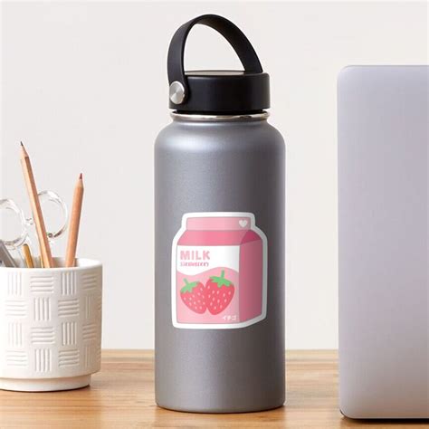 Strawberry Milk Carton Kawaii Cute Strawberries Sticker For Sale By