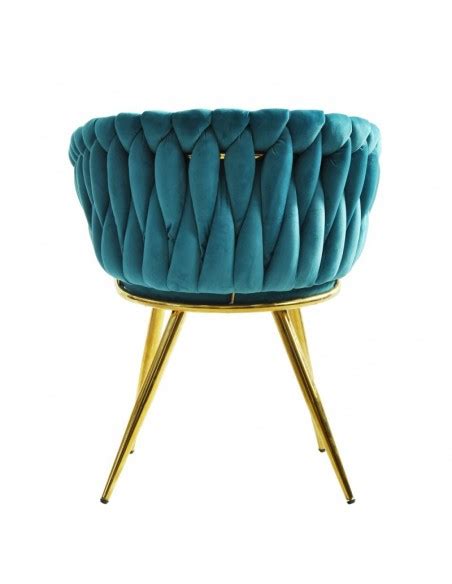 Silla Con Brazos GIO Metal Cromado Dorado Tapizado Velvet Turquesa