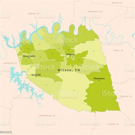 Tn Wilson County Vector Map Green Stock Illustration Download Image