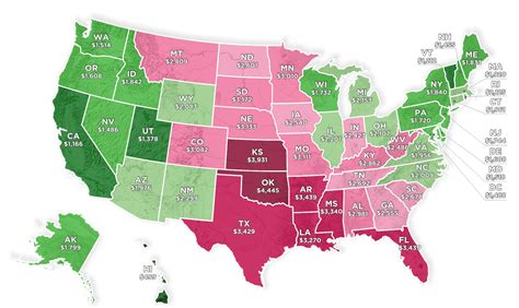 Mapped: Average Homeowners Insurance Rates for Each State