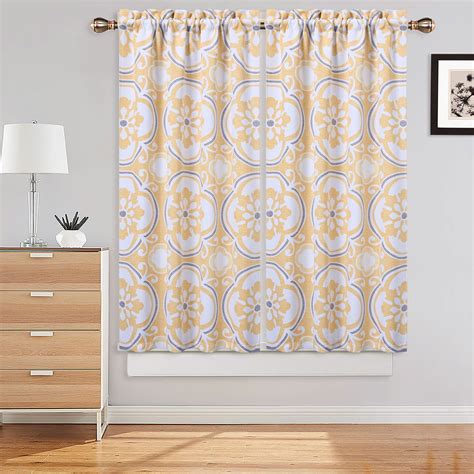 Haperlare 26 Wx45 L Kitchen Curtains Medallion Floral Half Window