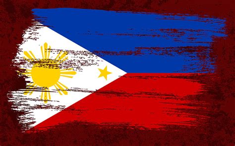 Flag Of Philippines Grunge Flags Asian Countries National Symbols