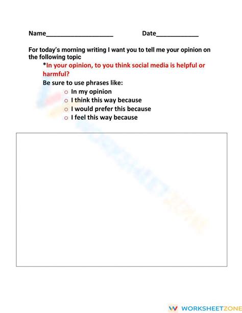 Opinion Writing Worksheet