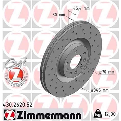 2x ZIMMERMANN SPORT BREMSSCHEIBEN 345mm GELOCHT VORNE passend für OPEL