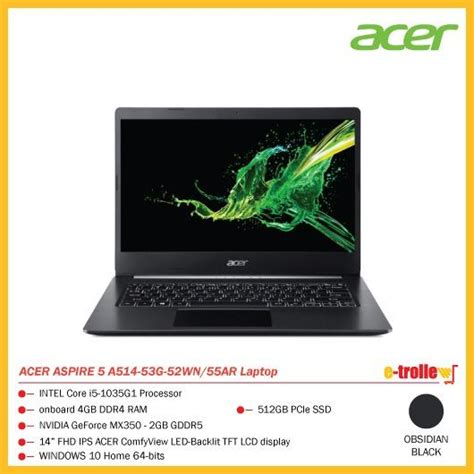 ACER ASPIRE 5 A514 53G 52WN 55AR Laptop Obsidian Black Pure Silver