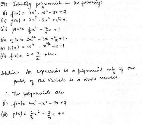 Identify Polynomials In The Following I F X 4x {3} X {2} 3x 7